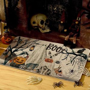 VIKAMA Fun Halloween Slogan Doormat Non-Slip Washable Entry Mat Whimsical Fall Porch Decor for Home and Party