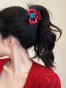 Summer Red Butterfly Knot Button Shark Clamp Womens Hair Accessories Sweet Style Fresh out Fashion Hairpins Hair Decorations