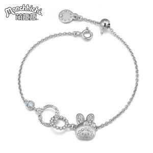 Monchhichi/Cute Cute Pure 925 Silver Bracelet Female Special-Interest Design Swarovski Zirconium Birthday Gift B093