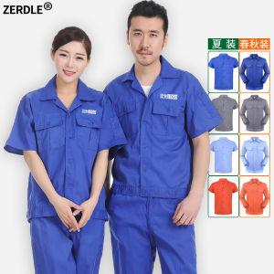 Er De De ชุดทำงานในฤดูร้อนชุดทำงานแขนสั้นสำหรับคนงานโรงงานชุดทำงานสำหรับเวิร์คช็อปโรงงานเสื้อนิรภัยแบบบางสั่งทำ