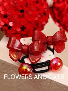 เครื่องประดับผมสไตล์เจ้าหญิง โบว์ผีเสื้อสีแดง ปมลูกปัดสะท้อนแสง ยางรัดผมสำหรับเด็กผู้หญิง เครื่องประดับผมสำหรับเด็ก วันตรุษจีน