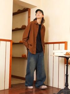 Jaket Corduroy Pria & Jaket Warna Solid Retro