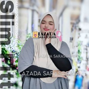 [ 54KG - 79KG ] Handsock Cotton Lembut Cuff Half / Handsock Pendek Cotton Muslimah Black And White