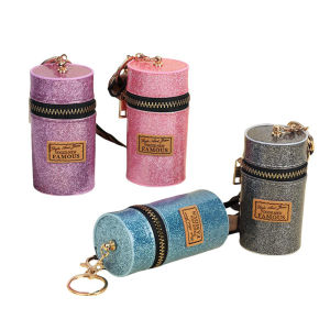 เคส2กระเป๋าเป้สีลิปสติกชมพูพร้อมพวงกุญแจกระเป๋าลิปสติกจิ๋วหนัง PU สำหรับ Woem ที่จัดระเบียบการเดินทางแบบพกพาสำหรับลิปสติกและตะเกียบ-เครื่องประดับน่ารักเครื่องประดับพวงกุญแจมีสไตล์สำหรับเด็กผู้หญิง