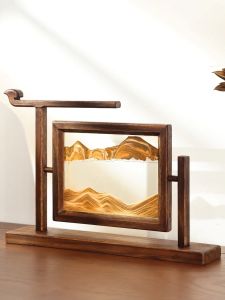 3D Moving Sand Painting Teak Stand Quicksand Photo Frame Desktop Decoration for Home and Office