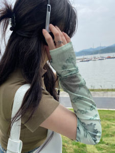 Original Art Gradient Graffiti Outdoor UV Protection Cool Half Finger Ice Sleeve Covers Polyester Fiber Summer Sunscreen Accessories