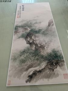 Genuine Vintage Bamboo Spring Rain Painting Micro-Spray Replication Framed Hanging Scroll Chinese Traditional Landscape Artwork