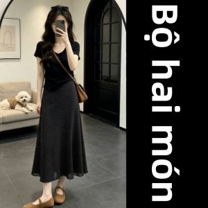 SUSIEYUAN | Bộ Đầm Chấm Bi Phong Cách Hàn Quốc Mới