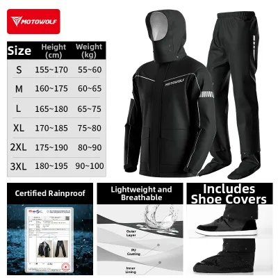 Motowolf | Rain Protection Suit Motorcycle Electric Bicycle Rider Waterproof