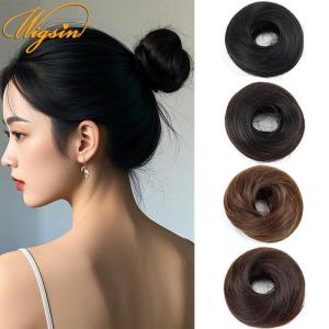 WIGSIN Synthetic Straight Donut Chignon Hairpieces Ombre Elastic Updo Chignon Fluffy Messy Scrunchies Hair Bun for Women
