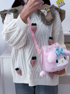 กระเป๋าสะพายไหล่ กระเป๋าสะพายข้าง ลายการ์ตูน กระเป๋าขนปุย ขนนุ่มนิ่ม ชินนาม่อน มายเมโลดี้ คุโรมิ กระเป๋าเด็กของขวัญวันเกิด