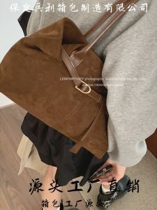 Georgetown Binhli Suede Velvet Womens Handbag Retro Tote Bag Underarm Bag Urban Simple Style Magnetic Buckle Closure Daily Use