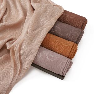 Plain Wrinkle Press Rose Floral Shimmer Shawls Scarf Lady High Quality Wrap Beach Pashmina Stole Bufandas Muslim Hijab 180*70Cm