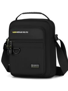 Mens Oxford Cloth Crossbody Bag Waterproof Single Shoulder Construction Site Mobile Phone Bag Casual Style Zipper Closure