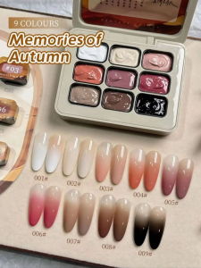 9-colors Memories of Autumn patter glue smudges canned high saturation popular semi-solid nail polish glue