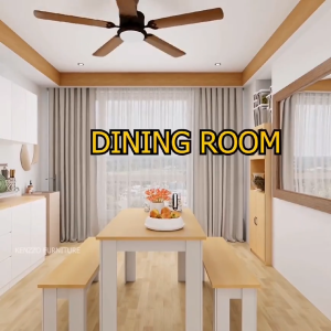 ⚡️LIKE BUG⚡️Sloten Dining Table with 2 benches | Contemporary Simple Rectangular| set meja makan| Dining Set