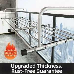 Anti-theft Stainless Steel Balcony Shoe Drying Rack Folding Extendable Hanger