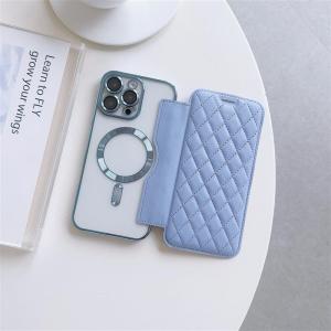 Luxury Lattice Flip Leather Case For iphone 17 16 Pro Max Can Magsafe Wireless Charging Case For iphone 15 14 13 Cover Ultrathin and Card slot holder built-in