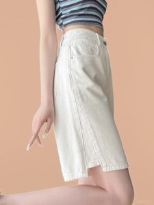 Summer Thin High Waist Wide Leg Jeans Short Pants Womens Straight Cut Five Parts Denim Shorts Cool Feeling Light Weight