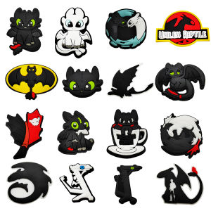 16-100Pcs Dragon Toothless Cartoon Shoe Charms for Clogs Sandals Decoration Shoes Accessories Buckle for Men Women Friends Gift