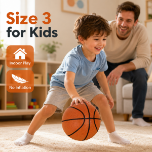 Kids Indoor Silent Basketball Size 3 Small PU Foam Training Ball for Home Dribbling No Inflation Low Noise Practice Ball