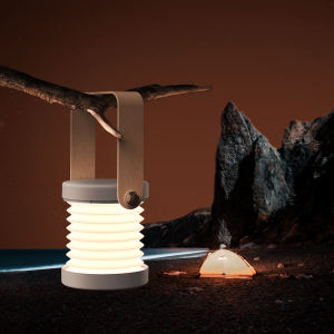 Creative wooden handle foldable LED night light portable touch sensor dimming bedroom bedside reading portable lantern outdoor camping night light