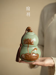 Hộp Đựng Trà Gốm Sứ Hai Lớp Phong Cách Song Dynasty Thủ Công Hộp Đựng Trà Pha Trà Bằng Gốm Phong Cách Trung Hoa Truyền Thống