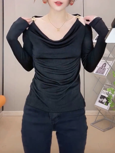 QINGNAER | Design French Style Flattering T-shirt for Women