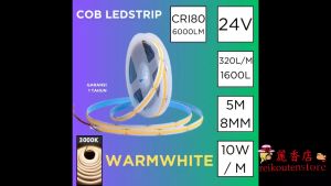 COB LED STRIP 5M 24V 12V Dotless 2700k 3000k 4000k 8000k 480led 320led garansi lampu stripled