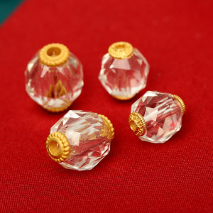 925 Sterling Silver Plated Gold Inlaid Crystal Faceted Gilt Beads