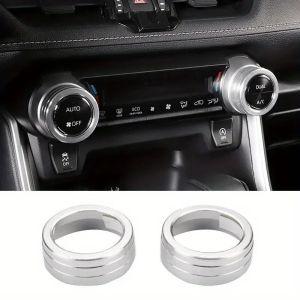For Toyota RAV4 WILDLANDER 2020-2025 2pcs Aluminum Air Conditioner Climate Control Knob Cover Radio Volume Button Ring Cover