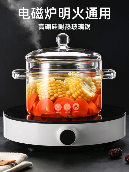 Induction Cooker Glass Pot Open Fire and High Temperature Resistance