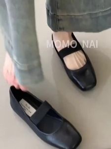 LJรองเท้า Mary Jane ส้นเตี้ยแบบสวมสำหรับผู้หญิง ทรงหัวมน พื้นยาง สวมใส่สบาย ฤดูใบไม้ผลิและฤดูร้อน รองเท้า Mary Jane สำหรับผู้หญิง