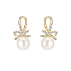 TFY | Elegant Pearl Designer Bow Earrings