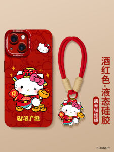 Creative Cartoon Liquid Silicone Phone Case for Apple 15 pro with Lanyard Festive New Year Heat Dissipation Design Apple 14 pro Max