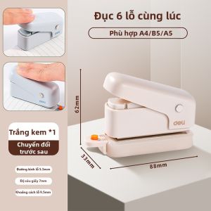 deli | Dụng Cụ Đục Lỗ Tròn Đa Năng Cho Sổ A4 A5 B5 6 Lỗ Nhỏ Tay Đục Và Ép Chữ