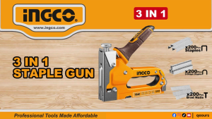 INGCO 3-IN-1 STAPLE GUN | STAPLES U-TYPE STAPLES & BRAD NAILS | HSG1405