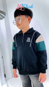 Lily And Clark SHZ01: Sweater Half Zip Anak Laki-Laki Warna Hitam