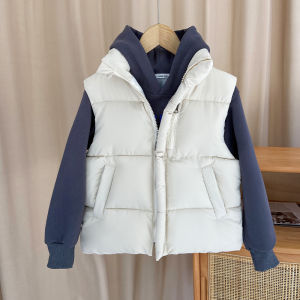 Thickened down Cotton Vest for Children Autumn Winter Warm Casual mid Large Children Boys Girls Warmth Comfortable Polyester