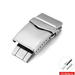 Khóa Cài Đồng Hồ Bằng Thép Không Gỉ 316L - 16mm 18mm 20mm 22mm Phụ Kiện Khóa Dây Đeo Đồng Hồ Gấp Bạc Đen