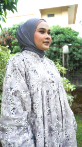 Dress Jumbo LD 140 4XL XXXXL Jasmin Maxi Bahan Katun Bordir By Binti Gamis Jumbo Wanita Terbaru Motif Bunga Bunga Simple Elegan Syari Lengan Panjang Muslim Pesta Mewah Dewasa