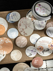 round Special Paper Postcards Iron Box Vintage Artistic Small Postcards Scrapbooking Base Paper Circular Poem Ring