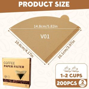 Coffee Filters 200 Count Cone Coffee Filters #2 Paper Coffee Filter 2-4 Cups for Pour Over and Drip Coffee Maker #1 Filter Paper