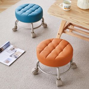 HT เก้าอี้ เก้าอี้สตูลเตี้ย นั่งซักผ้า สตูลเตี้ยหมุนได้ 360° เบาะนั่งมีล้อเลื่อน สตูลโซฟาเคลื่อนที่ได้สวยงาม เก้าอี้หมุนได