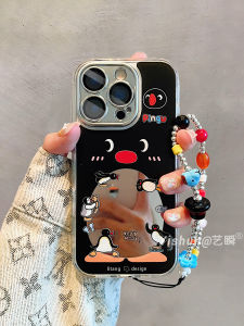 Cute Large Face Hollow out Mirror Penguin Phone Case for Apple 16ProMax 17Pro Creative Feminine Makeup Mirror Case 13Pro 14Plus 15PM