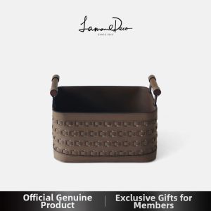 LAMOME DECO | Modern Luxury Leather Braided Storage Basket