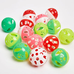 Ideal Plastic round Hollow Two-Color Bell Toy Ball Sound Cat Toy Diameter 3.5cm10 Pack