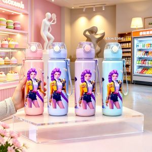Hasbro | Cartoon Pretty Girl Pattern Water Cup 3D Printed Pattern Fade-Resistant Popular Movie Pattern Essential for Sports and Fitne
