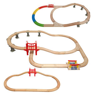 Solid Wood Beech Track Accessories Curtain Straight Track Curved Track Bridge Compatible with Various Brands Wooden Small Train Boy Assembling Toys