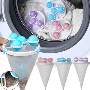YESPERY Reusable Cleaning Balls Floating Pet Fur Lint Hair Removal Catcher Mesh Dirty Collection Pouch Washing Machine Hair Filter Pouch